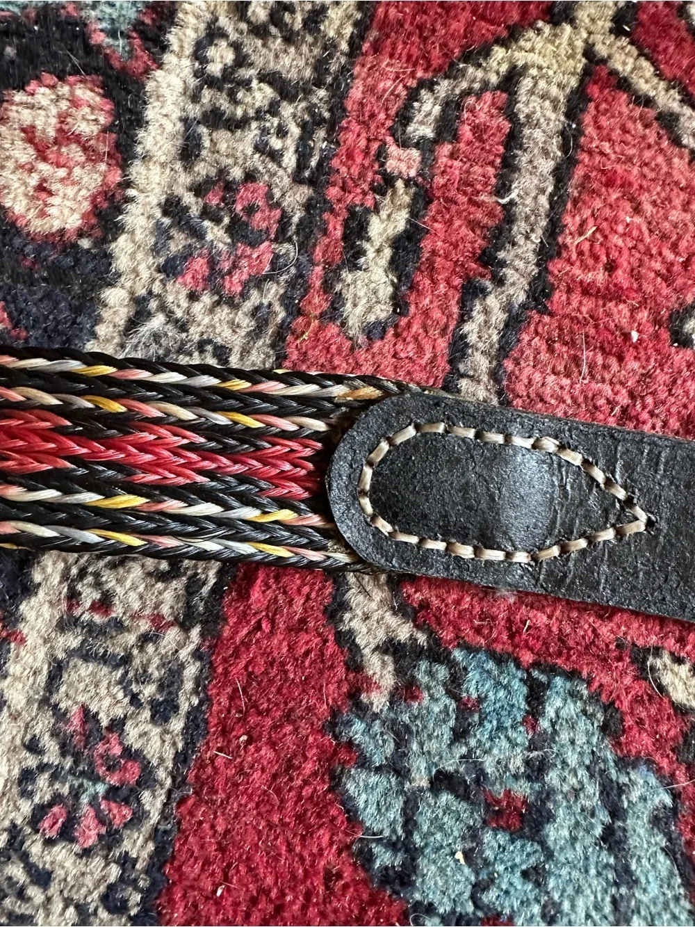 Vintage Woven Horsehair Leather Thunder Bird Accent Belt